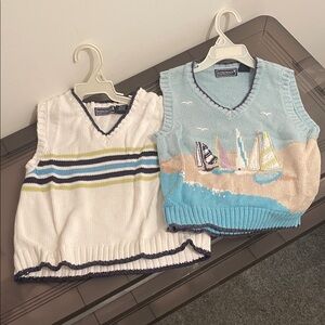 Kitestrungs  Knits Kids Nautical Vest Set - White and Blue